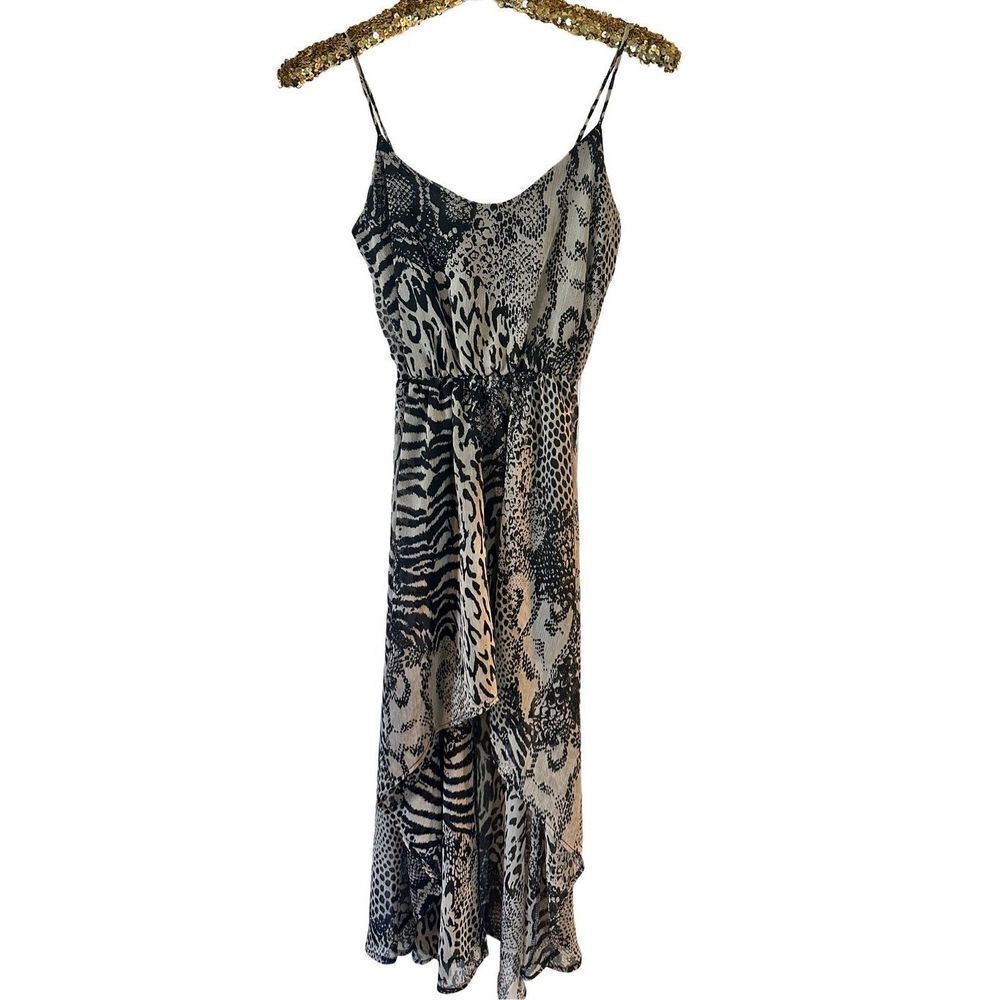 High low animal print dress - sheer fabric - fully lines
